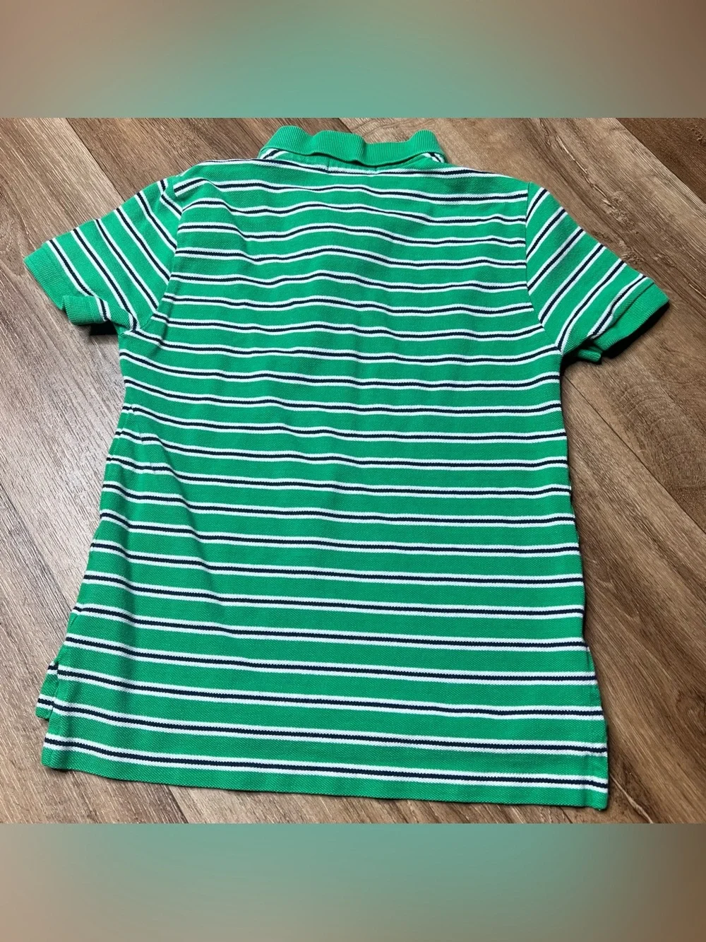 Polo Ralph Lauren Golf Shirt Boys Small(8) Green Striped Cotton Pony Logo Tennis